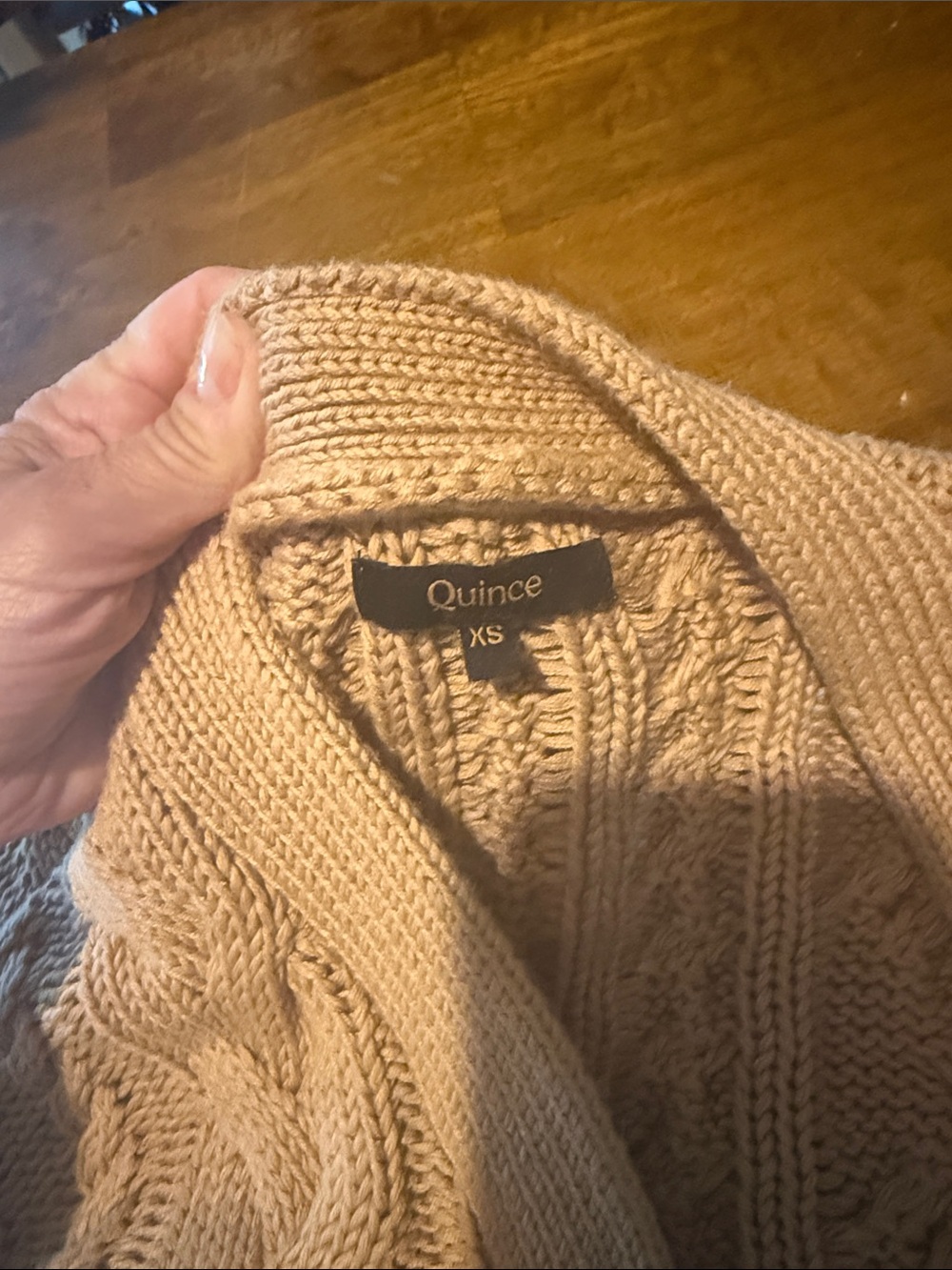 Quince Tan Cable Knit Cardigan - Picture 4 of 4